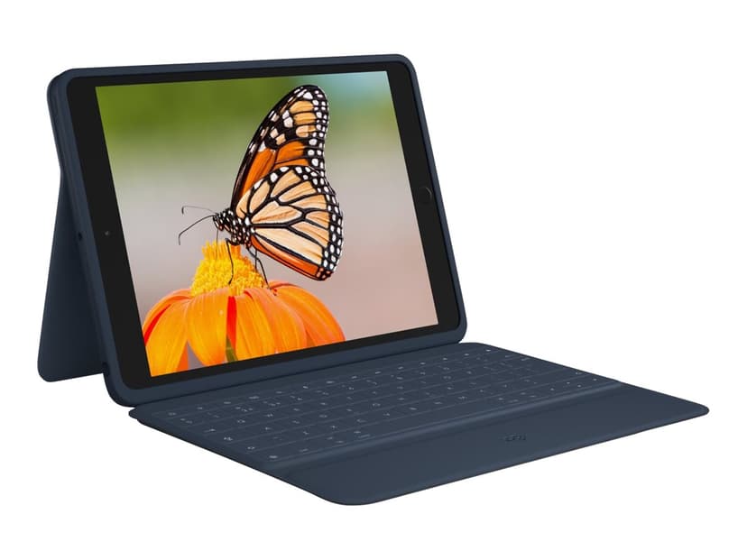 Logitech Rugged Combo 3 for iPad 7/8/9:e Gen Langallinen, Apple Smart connector Sininen Näppäimistö- ja kalvokotelo