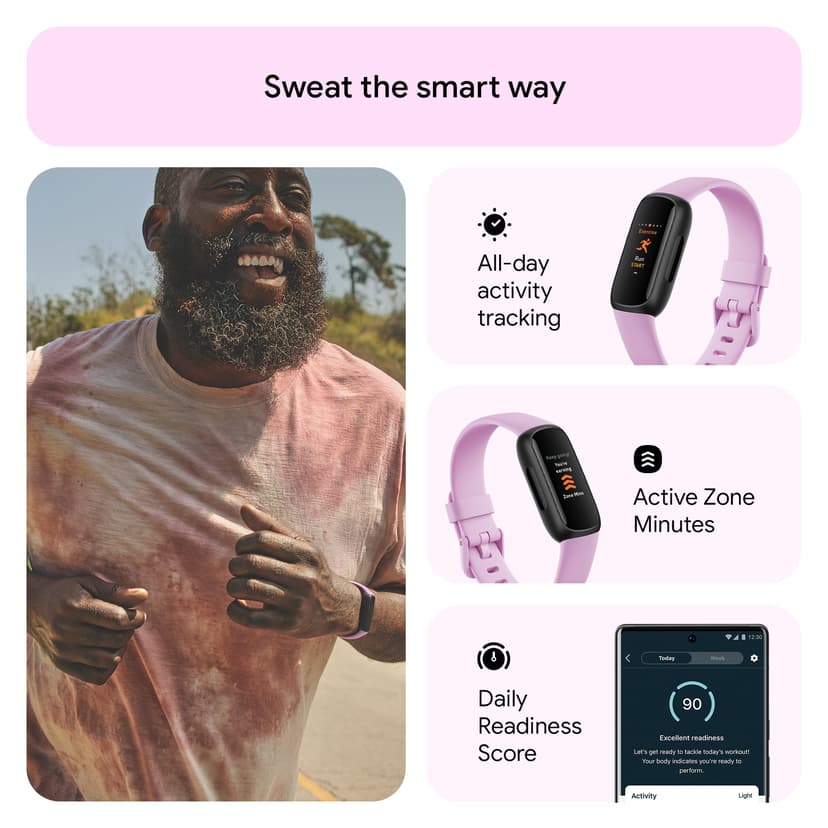 Fitbit Inspire 3 Black/Lilac Bliss Aktiivisuusranneke