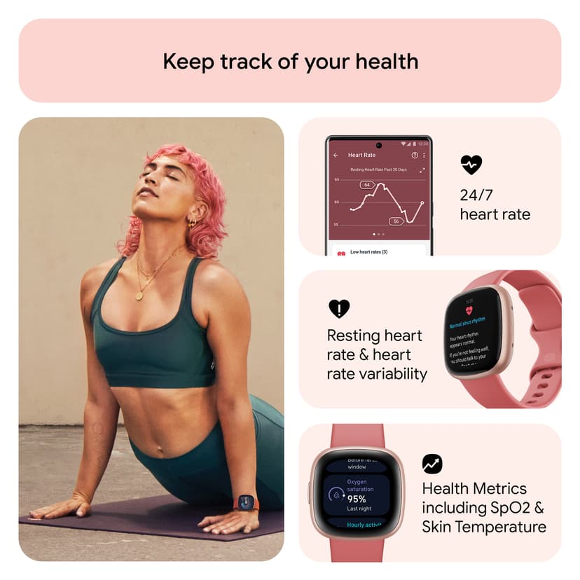 Fitbit Versa 4 Pink Sand/Copper Rose Smartwatch