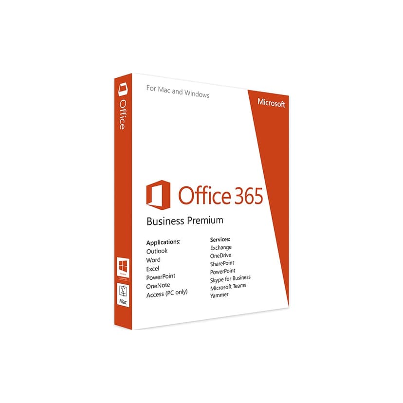 Microsoft Office 365 Business Premium englannin kielinen, 1 vuosi, paketti 12kuukausi/kuukautta