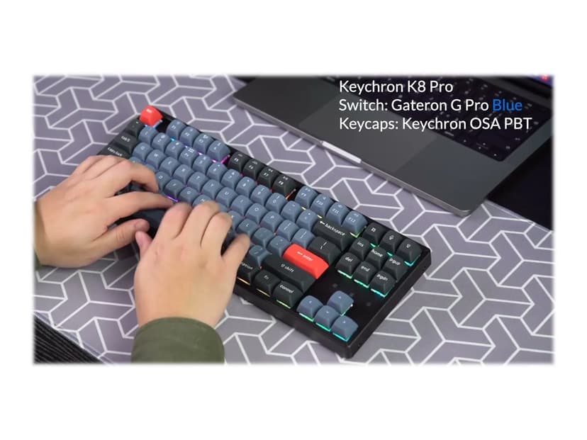 Keychron K8 Pro QMK/VIA RGB Gateron Red Langallinen & langaton englanti
