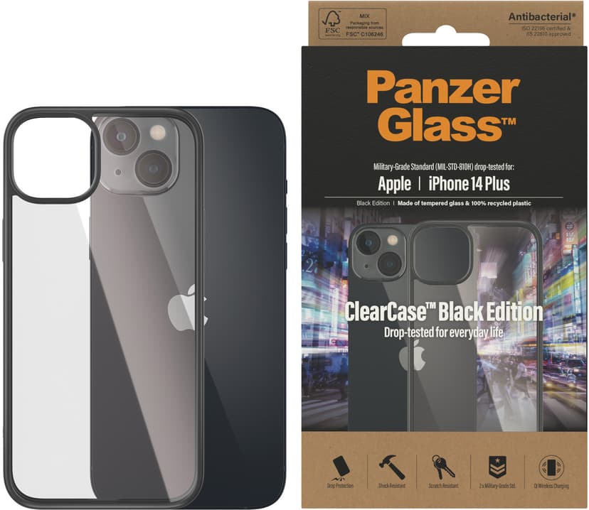 Panzerglass ClearCase Black Edition Apple - iPhone 14 Plus Läpinäkyvä