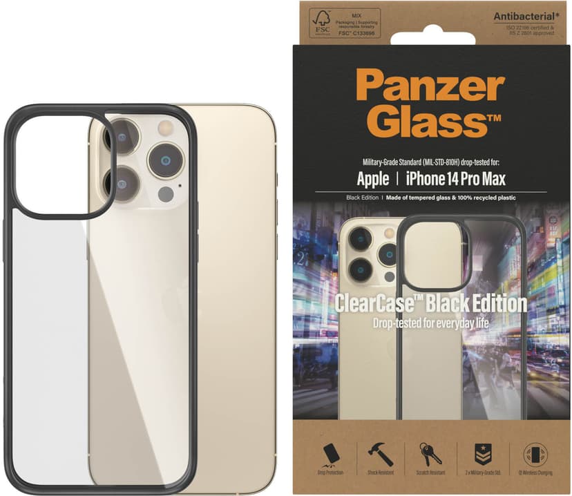 Panzerglass ClearCase Black Edition iPhone 14 Pro Max Läpinäkyvä