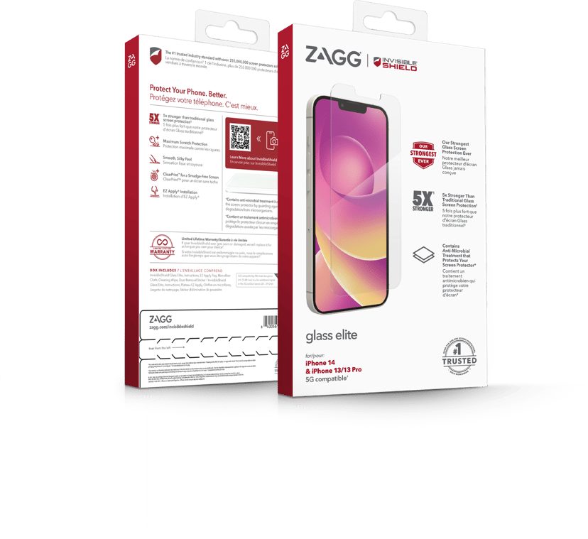 Zagg Invisibleshield Glass Elite iPhone 13, iPhone 13 Pro, iPhone 14