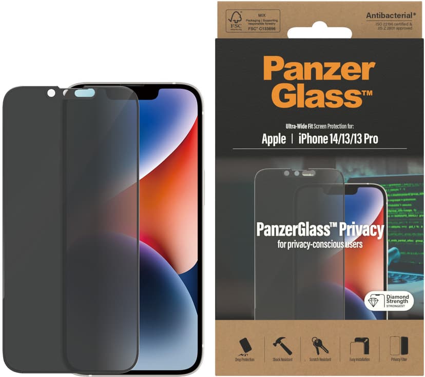 Panzerglass Ultra-wide Fit Privacy iPhone 13, iPhone 13 Pro, iPhone 14