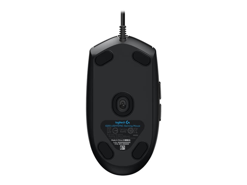 Logitech Gaming G203 LIGHTSYNC Kabelansluten 8000dpi Mus Svart