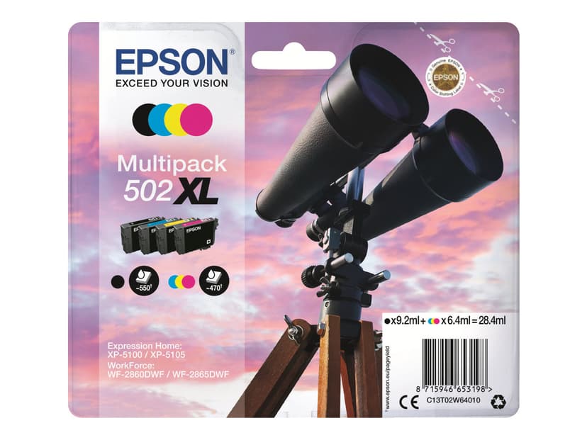 Epson Blekk Multipack (BK/C/M/Y) 502XL - XP-5100/5105/WF-2860