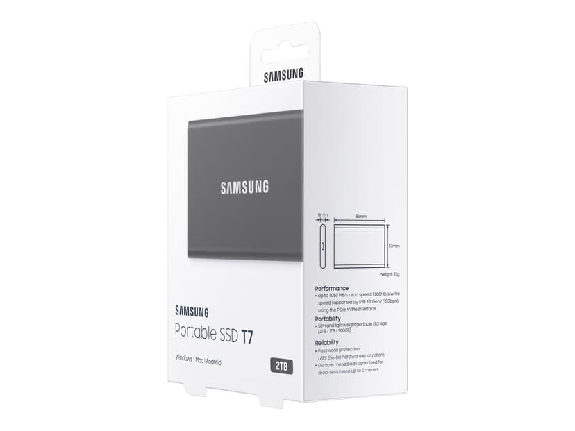 Samsung Portable SSD T7 2TB GEN 2 USB Type-C Harmaa