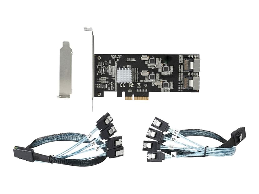 Startech .com 8 Port SATA PCIe Card, PCI Express 6Gbps SATA Expansion Card with 4 Host Controllers, SATA PCIe Controller Card, PCI-e x4 Gen 2 to SATA III Adapter Card, Drive Cables Incl.