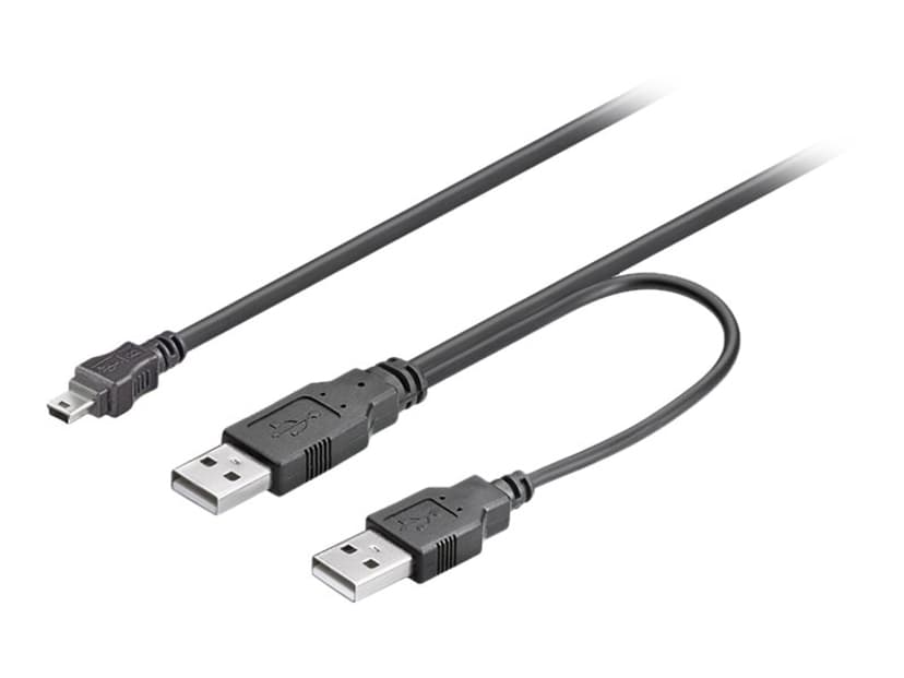 Microconnect - USB- / virtakaapeli 0.6m 4 pin mini-USB Type B Uros 4 nastan USB- A (vain virta), 9 pin USB Type A Uros