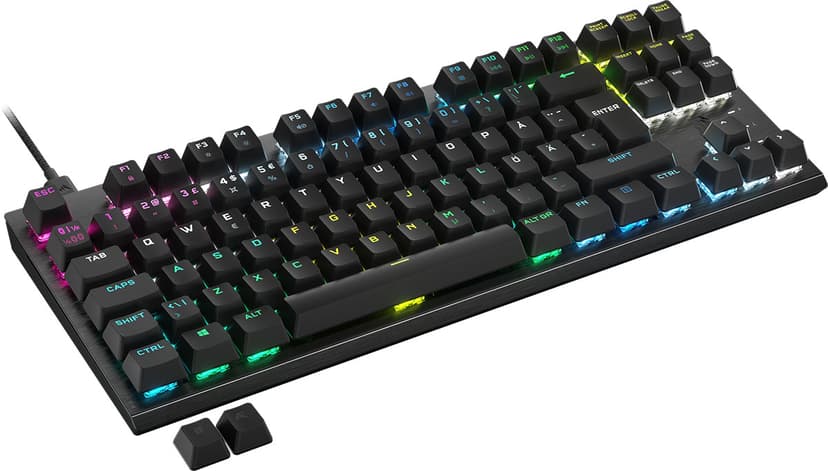 Corsair K60 PRO TKL RGB Langallinen, USB Pohjoismaat Musta Näppäimistö- ja hiiri -pakkaus