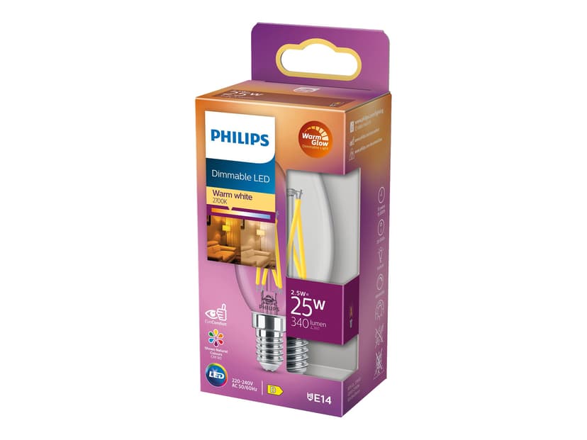 Philips LED E14 Candle Clear 2.5W (25W) 340 Lumen