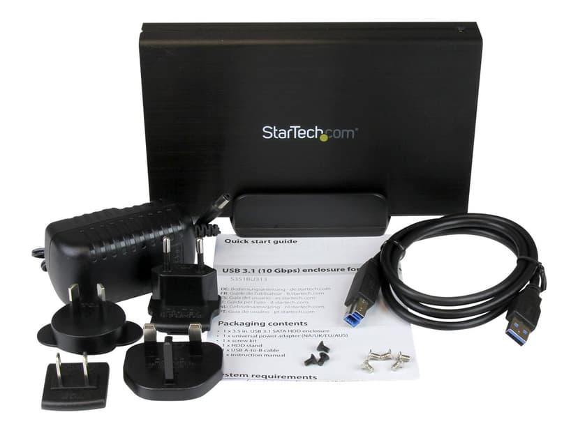 Startech USB 3.1 (10Gbps) Enclosure for 3.5" SATA Drives 3.5" USB 3.1 (Gen 2) Svart