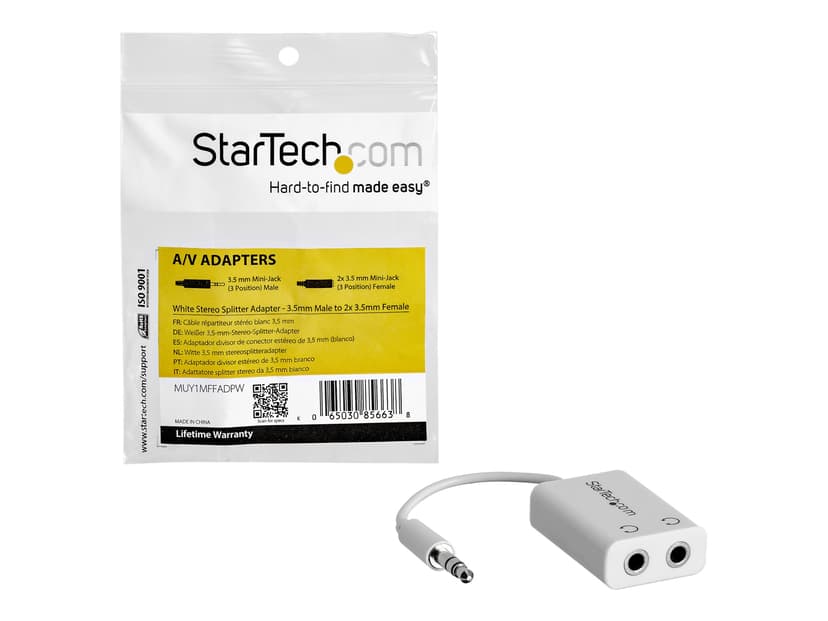 Startech White Slim Mini Jack Headphone Splitter Cable 3.5 to 2x 3.5mm 0.152m Mini-phone stereo 3.5 mm Naaras Mini-phone stereo 3.5 mm Uros