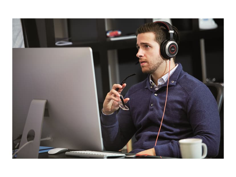 Jabra Evolve 80 MS Headset 3,5 mm kontakt Skype for Buisness Stereo Svart