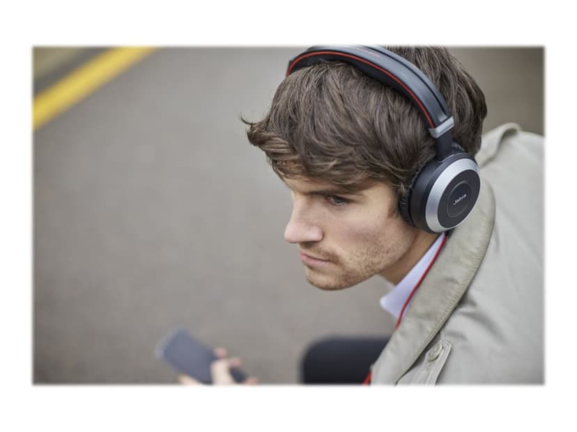Jabra Evolve 80 MS Headset 3,5 mm kontakt Skype for Buisness Stereo Svart