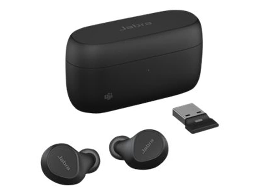 Jabra Evolve2 Buds - With Wireless Adapter Aidosti langattomat kuulokkeet USB-A Bluetooth-sovittimen kautta Microsoft Teamsille Stereo Musta