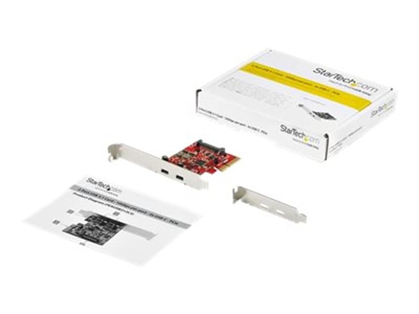 Startech .com PCIe USB 3.1 Card, 2x USB C 3.1 Gen 2 10Gbps, PCIe Gen 3 x4, ASM3142 Chipset, USB Type-C PCI Express Card, 2-Port USB 3.2 Gen 2x1 Expansion Add-On Card, Windows, macOS, Linux