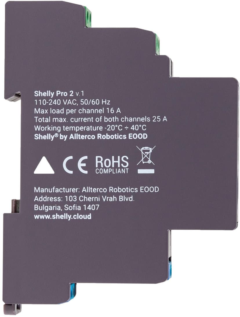 Shelly Pro 2 Din WiFi 2-Ch 25A Grey