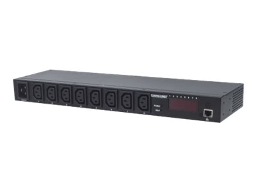 Manhattan Intellinet 19" Intelligent 8-Port PDU, 19" Rackmountable C13 Intelligent Power Distribution Unit; Monitors Power, Temperature and Humidity 8kpl Power IEC 60320 C13