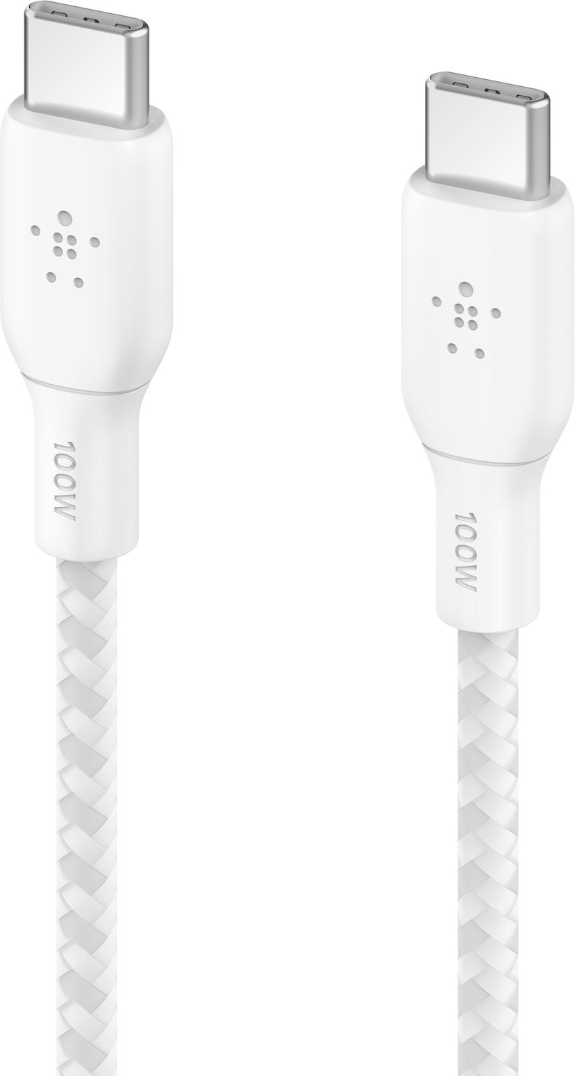 Belkin USB-C to USB-C Cable Braided 3m Valkoinen