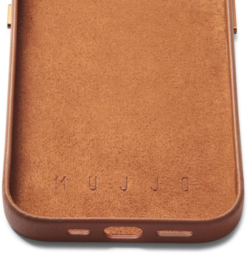 Mujjo Full Leather Wallet Case iPhone 14, iPhone 15 Kellanruskea