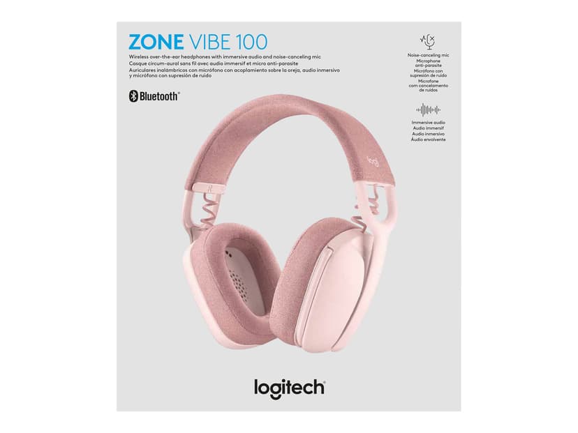 Logitech Zone Vibe 100 Kuuloke + mikrofoni Stereo Pinkki