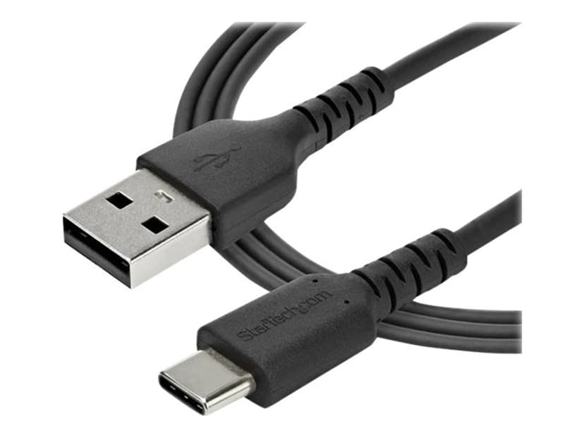 Startech .com 2m USB A to USB C Charging Cable, Durable Fast Charge & Sync USB 2.0 to USB Type C Data Cord, Rugged TPE Jacket Aramid Fiber M/M 3A Black, Samsung S10, S20, iPad Pro, Pixel 2m USB A USB C Musta