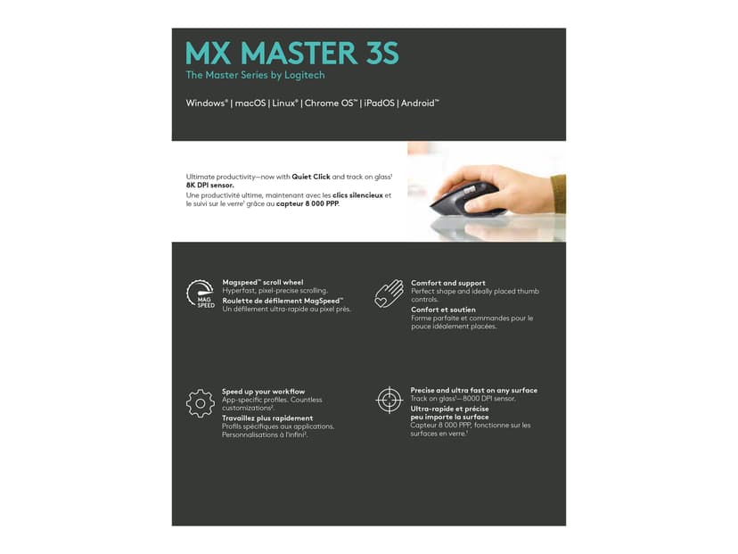 Logitech MX Master 3S Langaton 8,000dpi Hiiri Musta