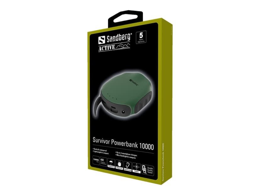 Sandberg Survivor PowerBank 10000mAh Green/Black 37, 10000Wh