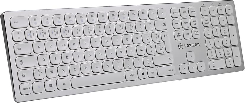Voxicon Wireless Slim Metal Keyboard 295BWL Silver Iso-azert Langaton, 2.4 GHz, Bluetooth Belgialainen Näppäimistö