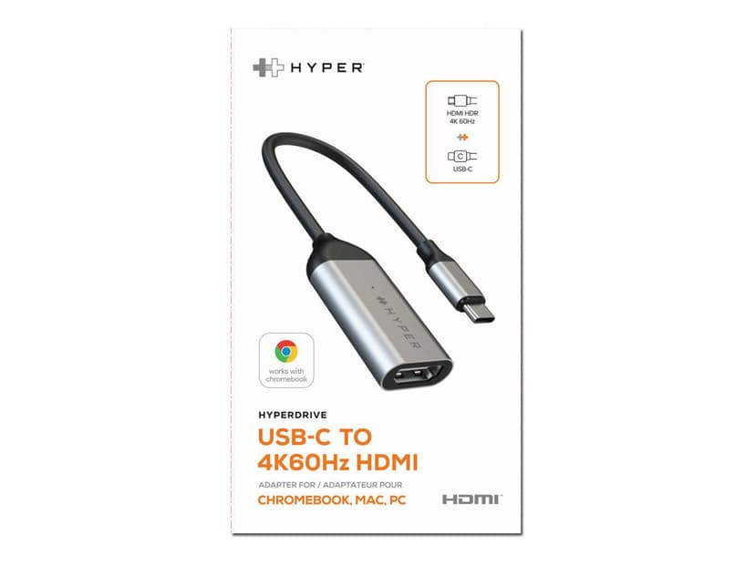 Hyper Hyperdrive USB-C TO 4K 60HZ HDMI Adapter USB Type-C HDMI Ruostumaton teräs