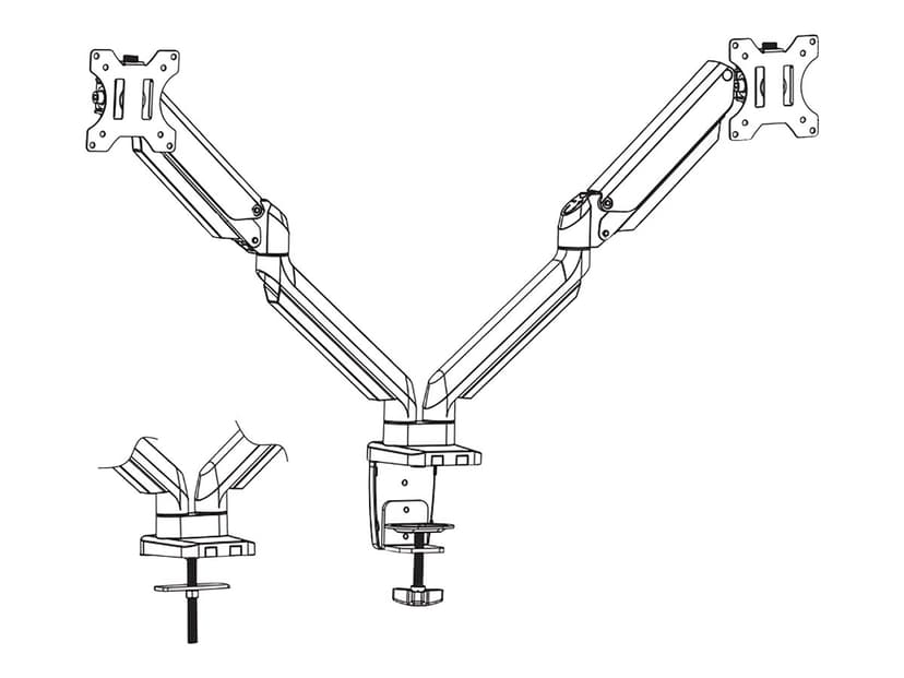 Deltaco Kiinnike Dual Desk Gas Spring 17-32" 1,5-8kg, jossa on 75x75/100x100 VESA