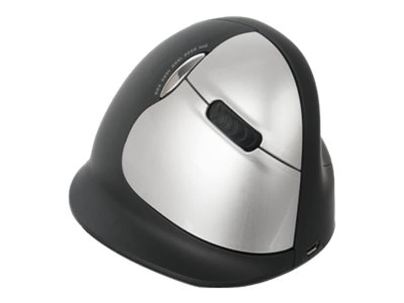 R-Go Tools HE Vertical Wireless Large Right Trådløs Mus Sølv, Svart