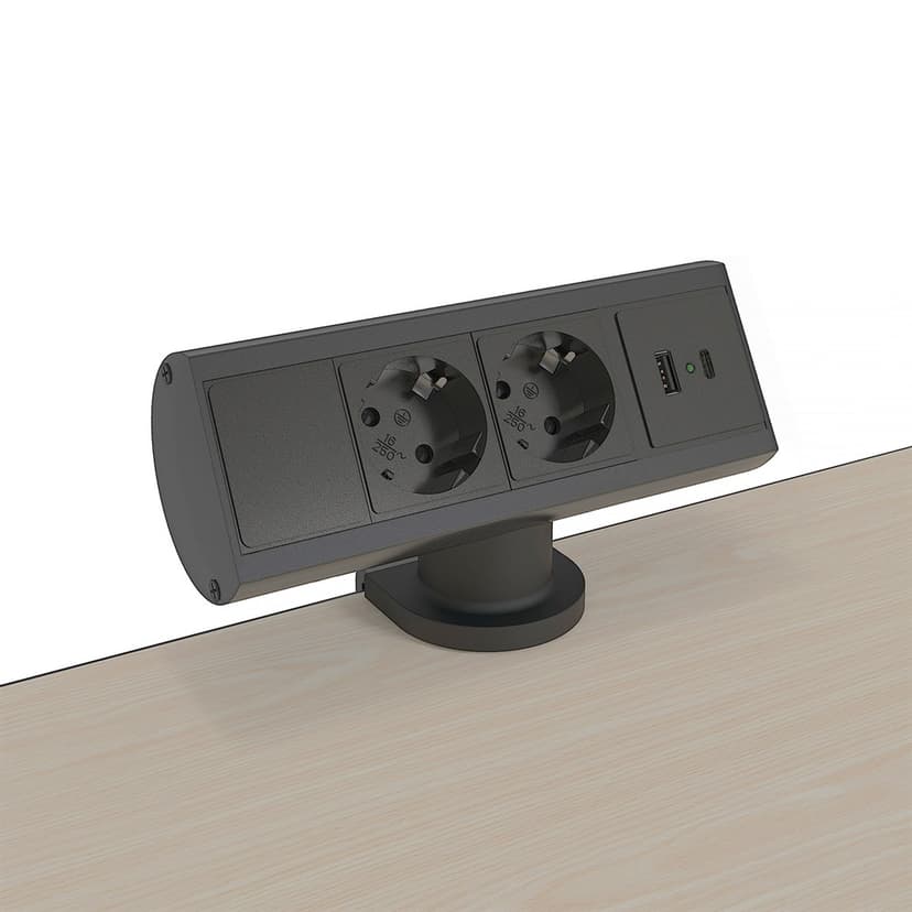 Kondator Axessline Desk - 2xEl 1xUSB-A 1xUSB-C Laddning Svart