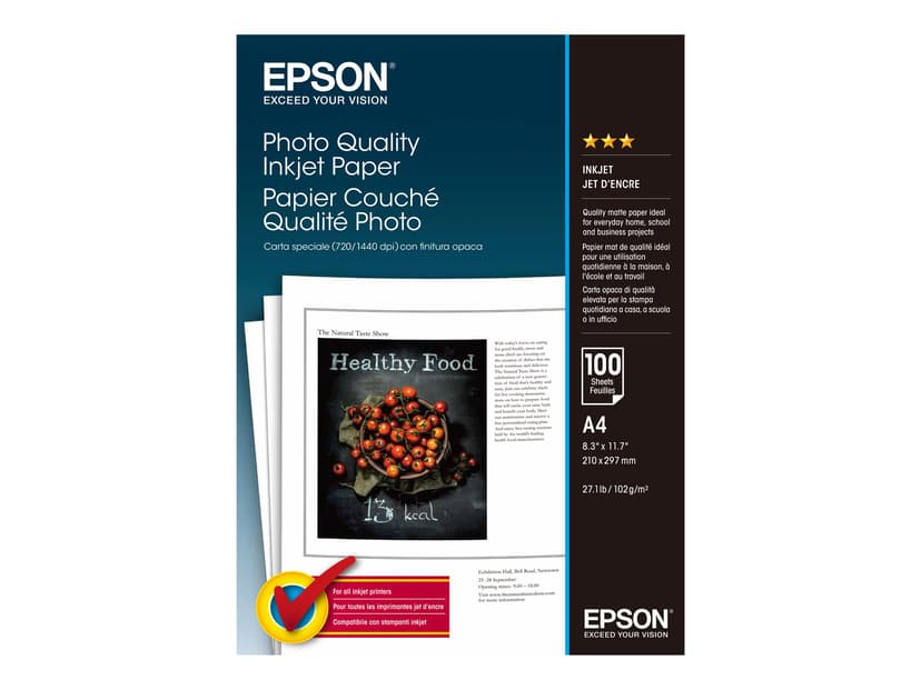 Epson Papir Photo Quality A4 100-ark 102G