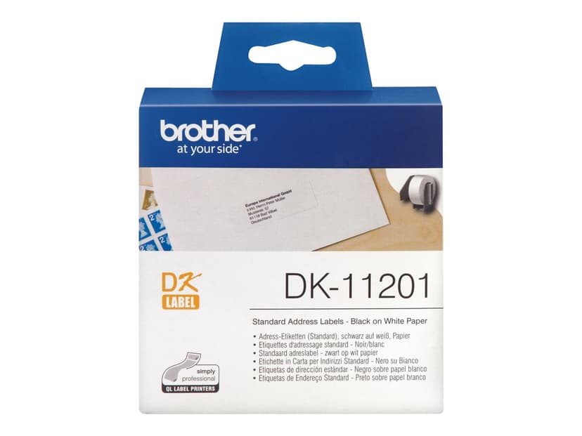 Brother Etikett Papper 29x90mm Svart/Vit