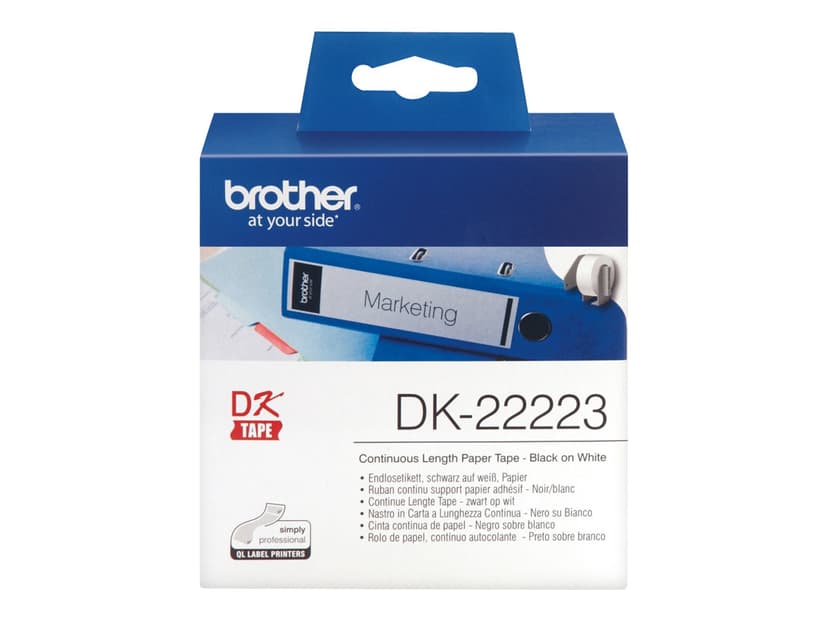 Brother Tape Papper 50mm x 30.5m Svart/Hvit