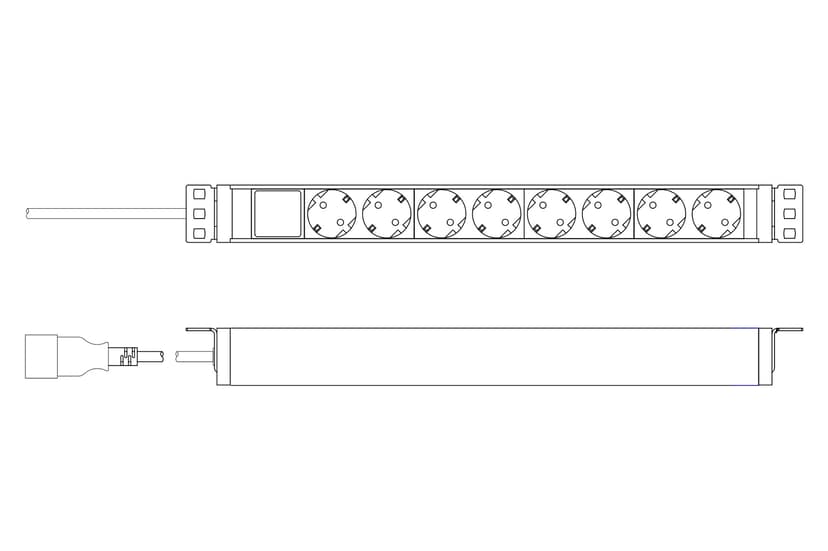 Digitus Socket Strip With Aluminium Profile 8xCEE7/3 16A 1xC20