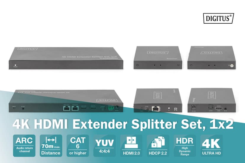 Digitus 4K HDMI Extender/Splitter Set 1x2