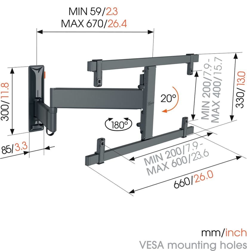 Vogel´s TVM 3665 Comfort Wall Mount Moution+ OLED 40-77"