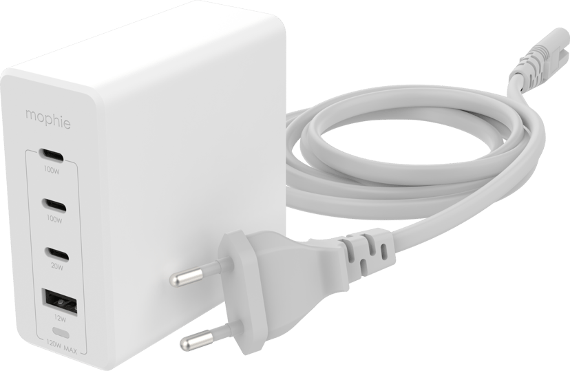 Mophie Wall Adapter USBC PD HUB 120W GaN Vit (409909309) Dustin.se