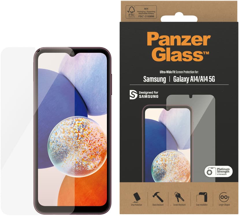 Panzerglass Ultra-Wide Fit Samsung Galaxy A14 4G, Samsung Galaxy A14 5G