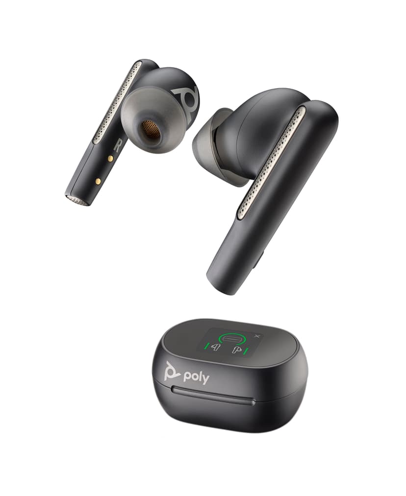 Poly Voyager Free 60+ True wireless-hodetelefoner USB-C via Bluetooth-adapter Optimert for UC Svart