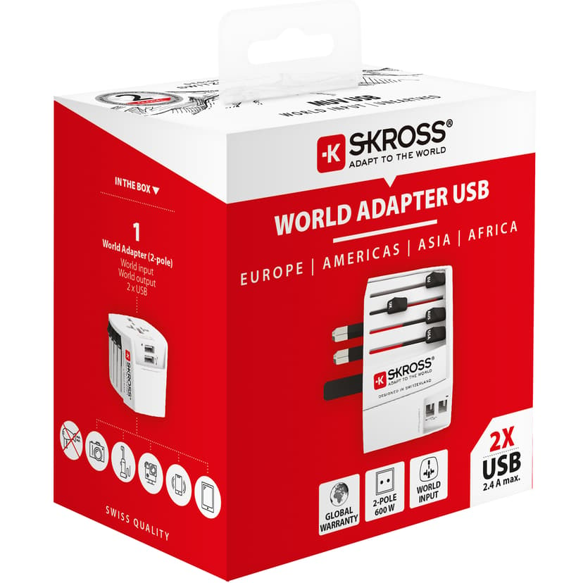 Skross World Adapter MUV 2xUSB (2,4A) White