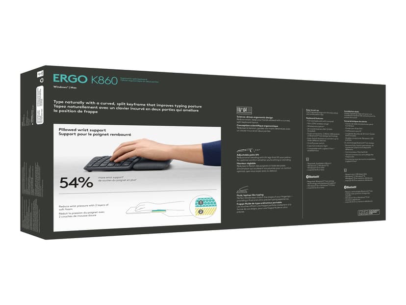 Logitech Ergo K860 Trådløs Pan Nordic Tastatur