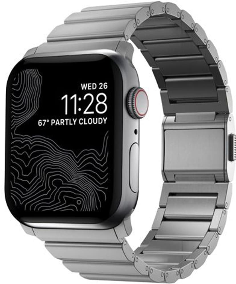 Nomad Apple Watch Titanium Band 45mm 44mm 42mm Silver