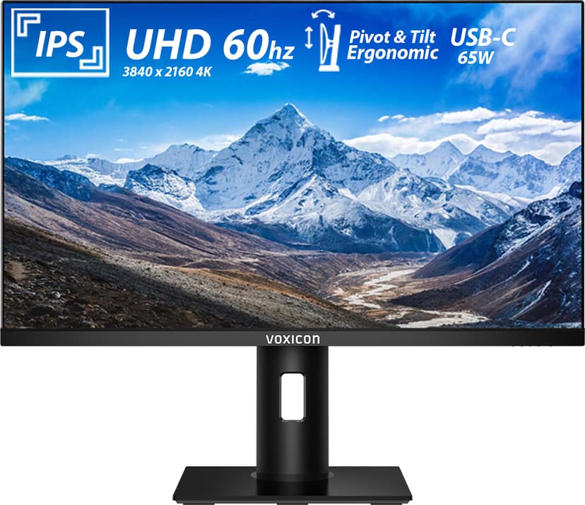 Voxicon O27UHDP USB-C Skärm (65W) Ergonomic 27" 3840 x 2160 16:9 IPS 60Hz