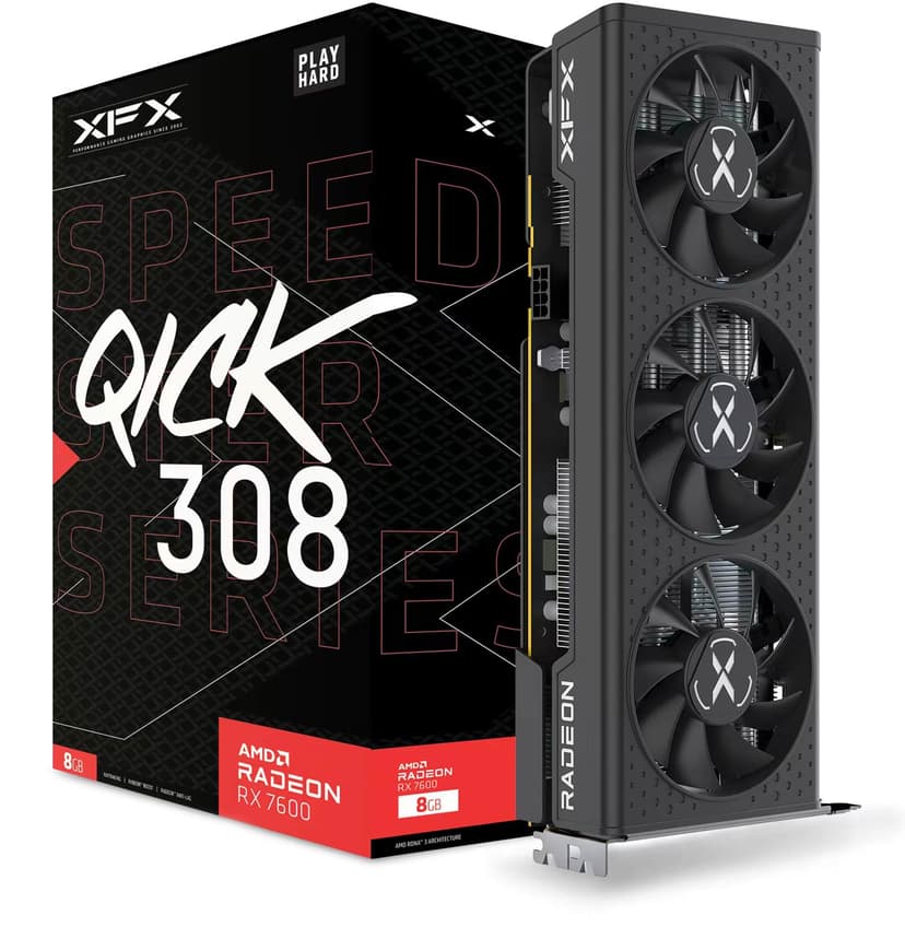 XFX Radeon RX 7600 Speedster QICK308 Gaming 8GB Näytönohjain