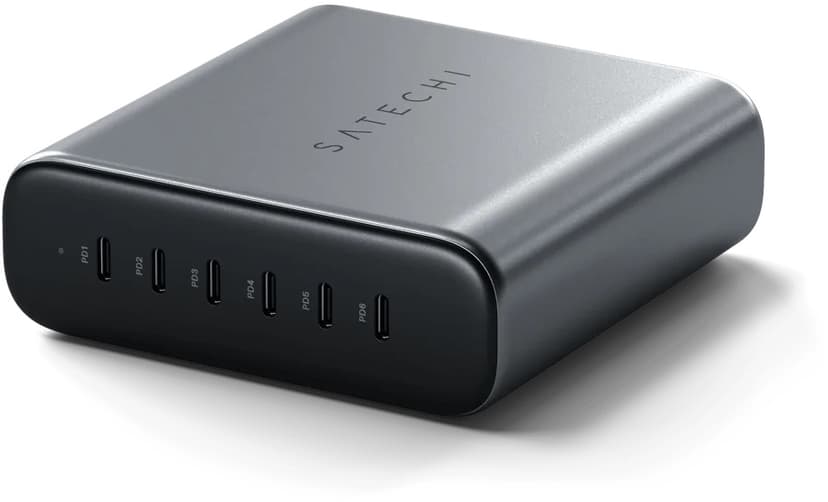 Satechi 200W USB-C 6-port GaN charger Avaruuden harmaa